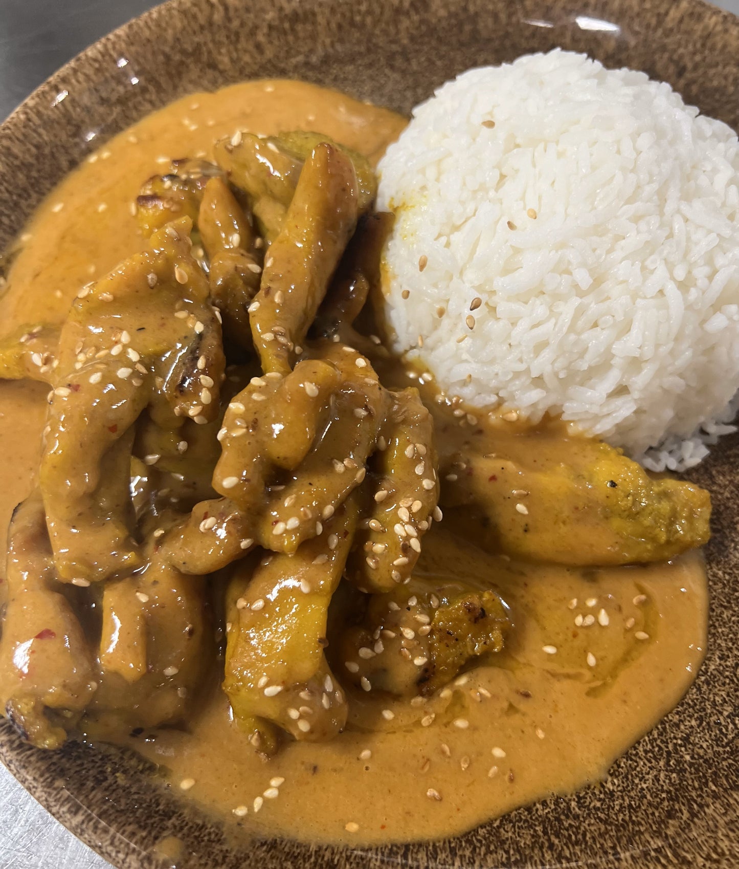 Creamy Satay Chicken with Rice