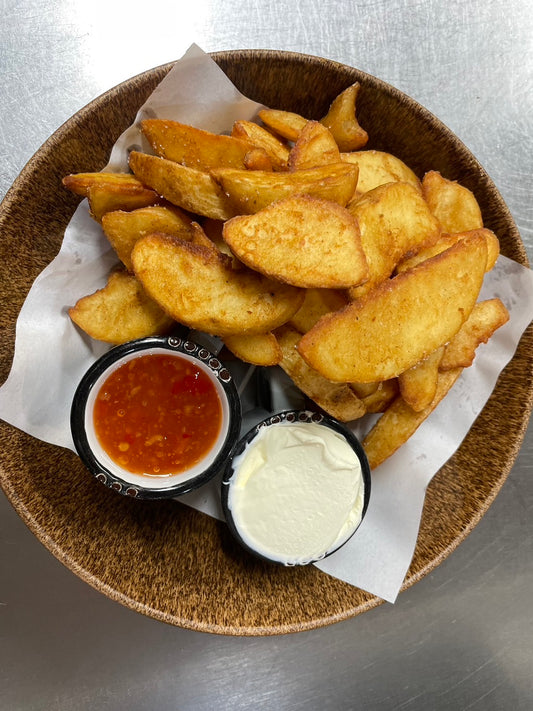 Potato Wedges with Sour cream and sweet chilli